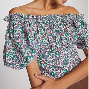 Anthropologie Floral Banjanan Off-The-Shoulder Blouse